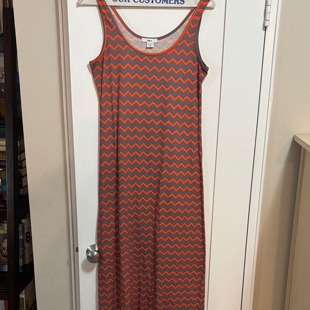 Bar III Orange and Gray Chevron Maxi Dress